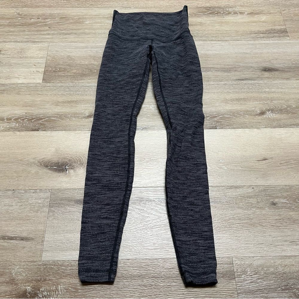 Lululemon Wunder Under Charcoal Heather Gray Space Dye High Rise Leggings Size 4